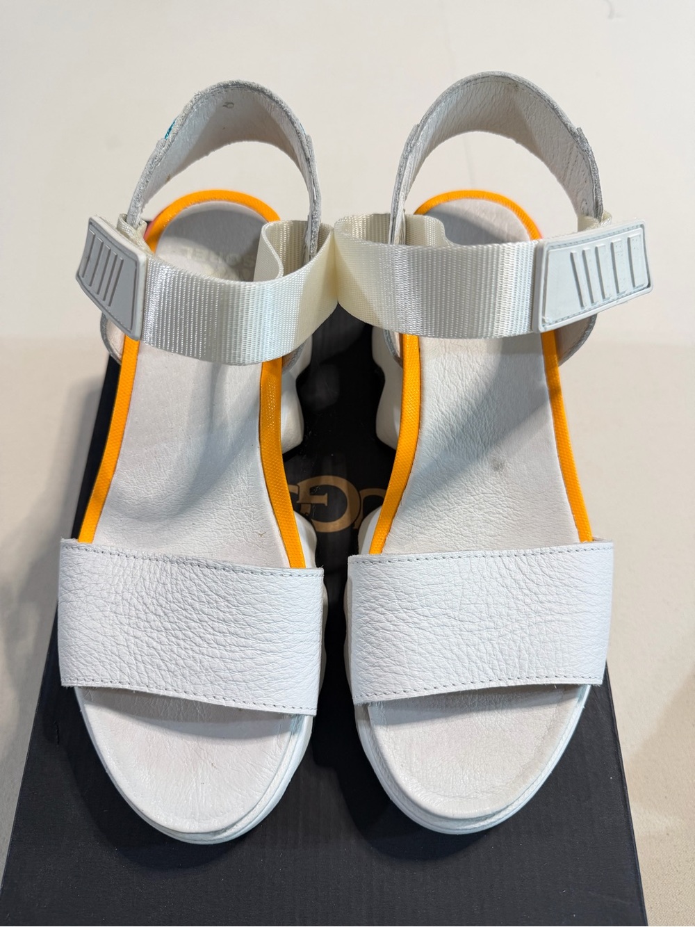 Sorel White Sandals with Yellow Accent for Kids